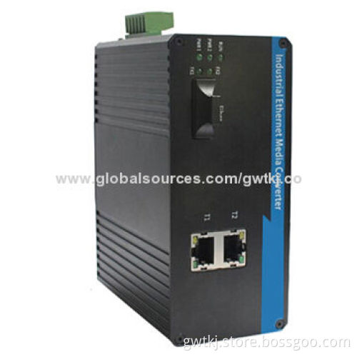 Industrial Ethernet Media Converter, 2-port 10/100Base-T(x)+1-port 100Base-FX,DIN-Rail/Wall Mounting